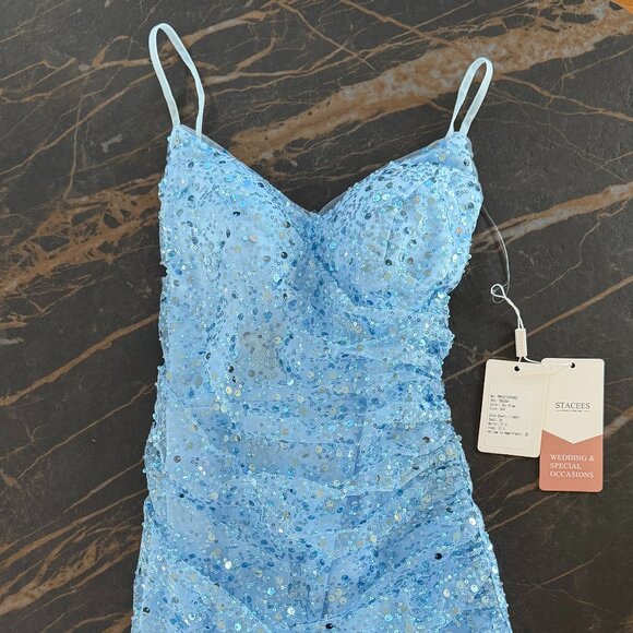 NEW - Blue Sequin and Sheath Mini Dress (size 4) - Picture 3 of 3